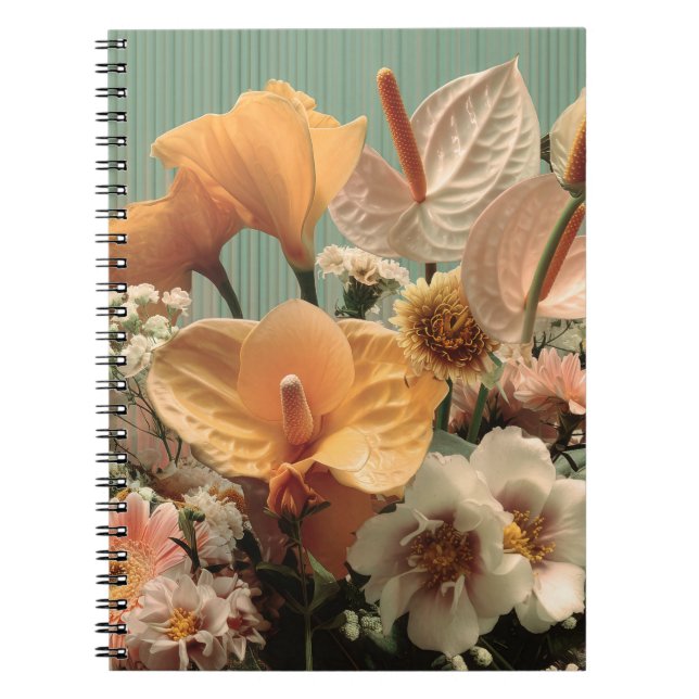 Carnet Composition florale d'anthurium et de fleurs tropi (Devant)