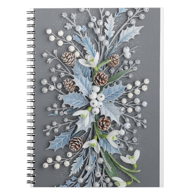 Carnet Composition florale de perce-neige hivernale givré (Devant)