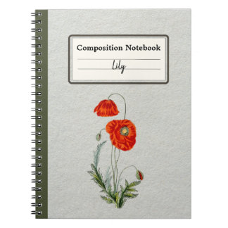 Carnet Composition personnalisée de la fleur de pavot rou