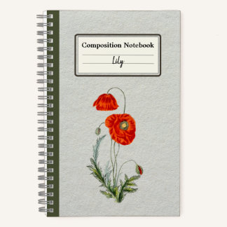 Carnet Composition personnalisée de la fleur de pavot rou
