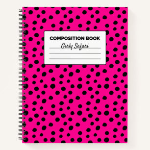 Carnet Composition Taches de guépard rose chaud et noir