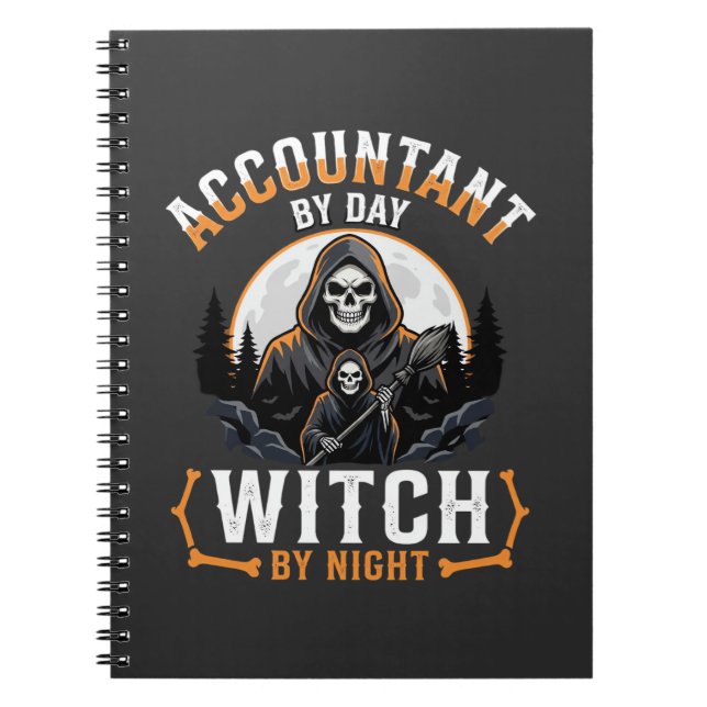 Carnet Comptable Halloween le jour Sorcière la nuit Desig (Devant)