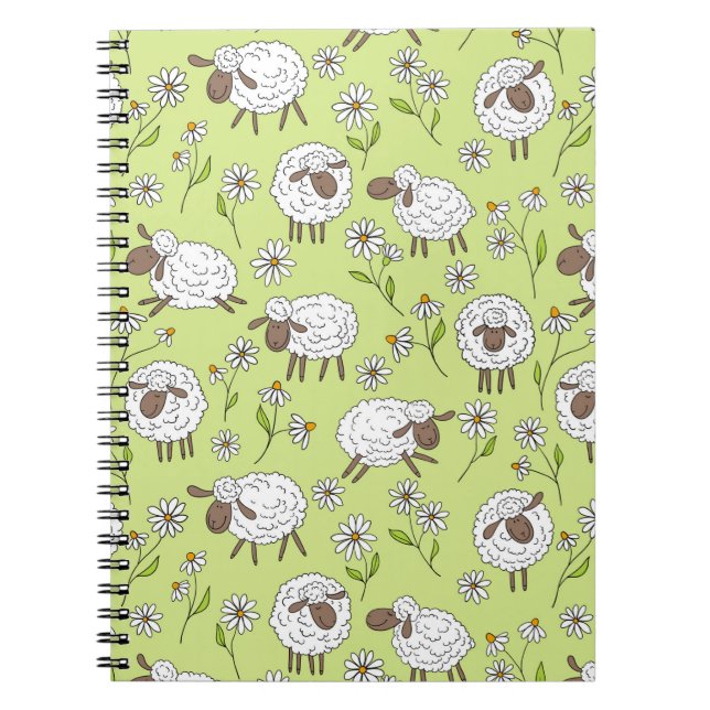Carnet Compter les moutons sur du vert miel (Devant)