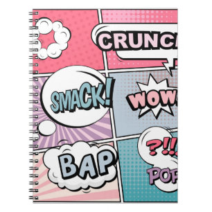 Carnet concept créatif Abstrait comic pop art style blan