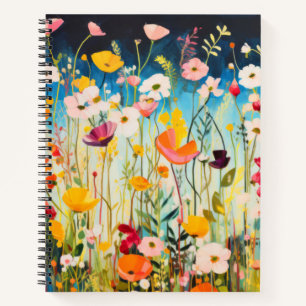 Carnet Concept de pavot à fleurs sauvages Art coloré Abst