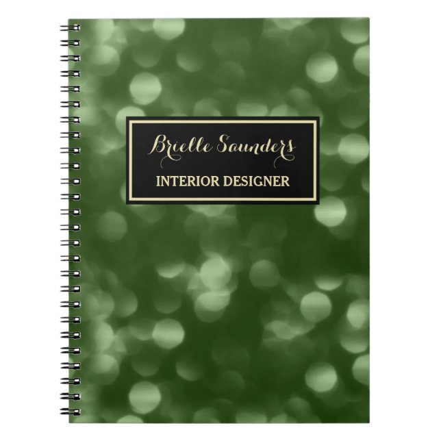 Carnet Concepteur d'intérieur Bokeh Vert (Devant)