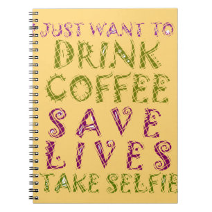Carnet Conception amusante de citation Selfie Café