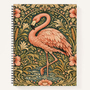 Carnet Conception art nouveau de flamant rose vintage