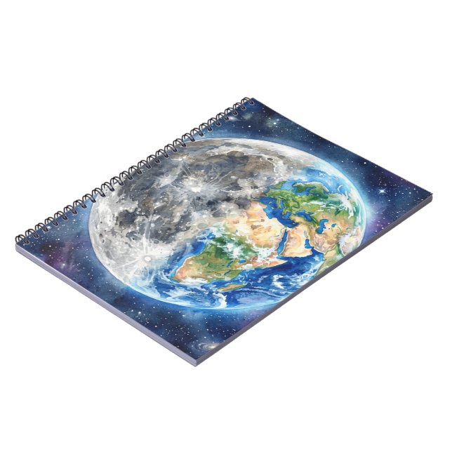 Carnet Conception céleste de galaxie à l'aquarelle Terre  (Côté gauche)
