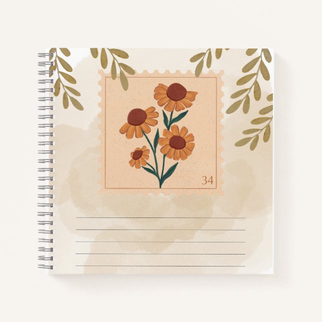 Carnet Conception chic pour amateurs de tampons floraux v (Devant)