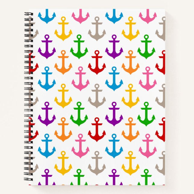 Carnet Conception d'ancre de bateau colorée blanche  (Devant)
