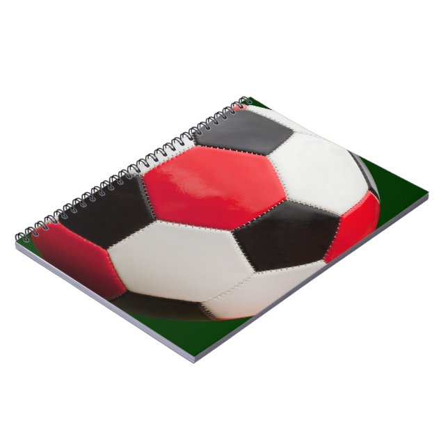 Carnet Conception de balle de football, Rouge noir & blan (Côté gauche)