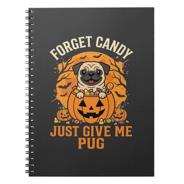 Carnet Conception de bonbons drôle de Pug Halloween_1 (Devant)