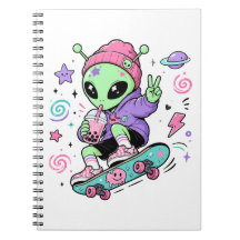Conception de Bubble Tea Alien Skateur Kawaii