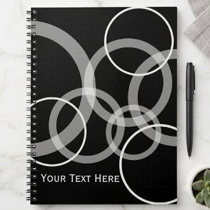 Carnet Conception de cercles superposés noir et blanc mod