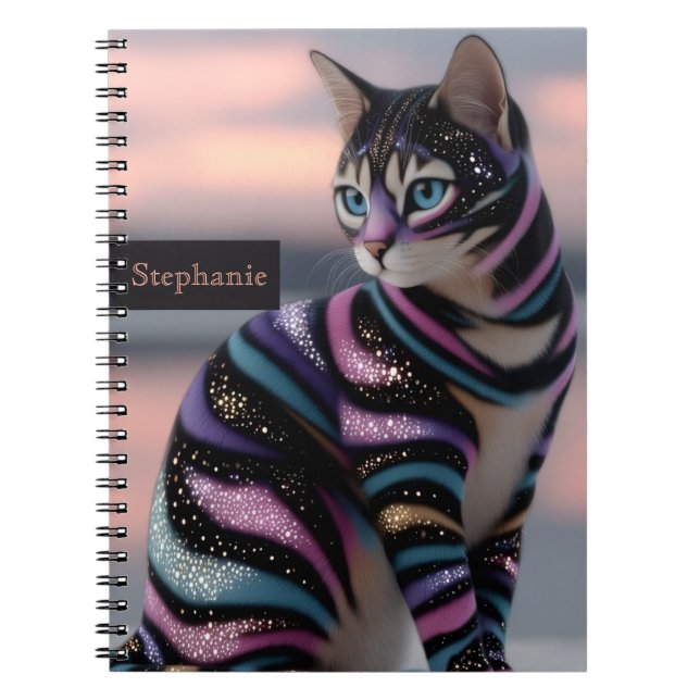 Carnet Conception de chat mignon et nom personnalisé (Devant)