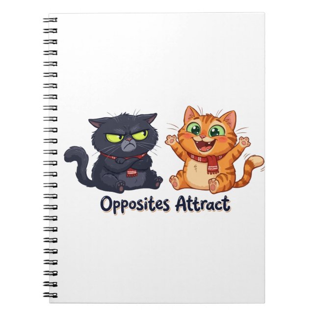 Carnet Conception de chats mignons attirés par les opposé (Devant)