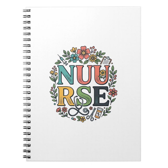 Carnet Conception de chemise d'infirmière florale Art méd (Devant)