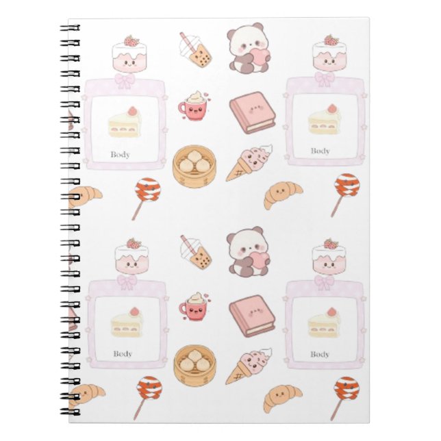 Carnet Conception de dessert friandises rose mignonne Kaw (Devant)