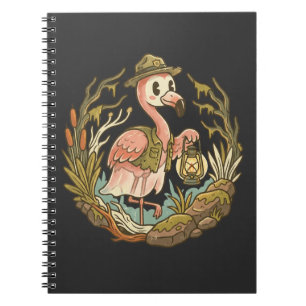 Carnet Conception de flamant rose de marais effrayant vin