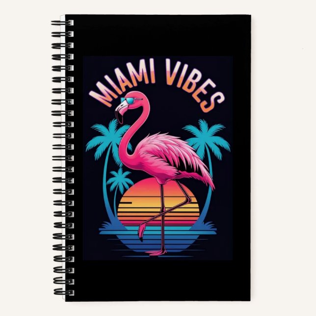 Carnet Conception de flamant rose d'été Miami Vibes-63454 (Recto)