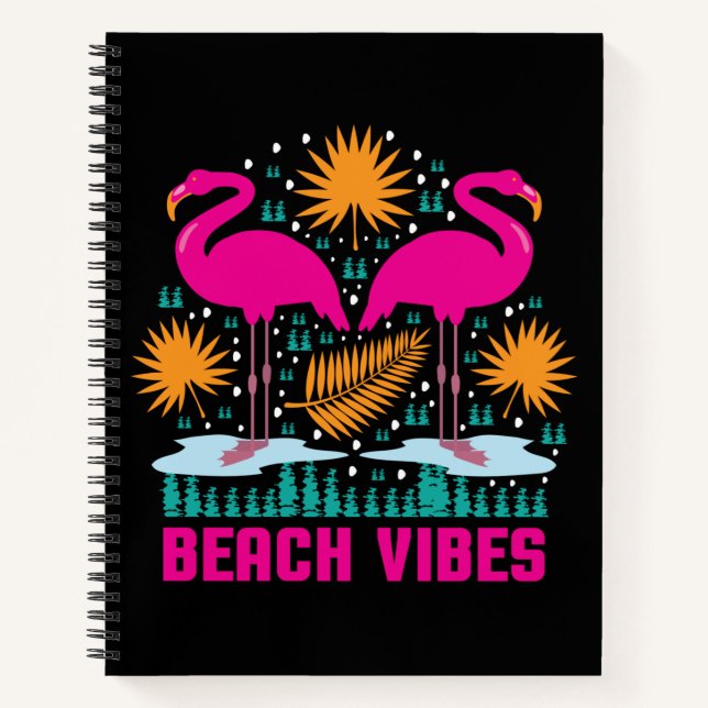 Carnet Conception de flamants roses de vibes de plage (Devant)