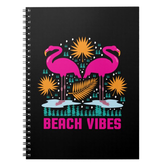 Carnet Conception de flamants roses de vibes de plage (Devant)