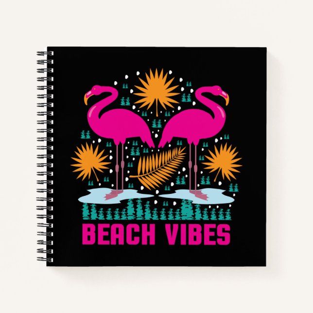 Carnet Conception de flamants roses de vibes de plage (Devant)