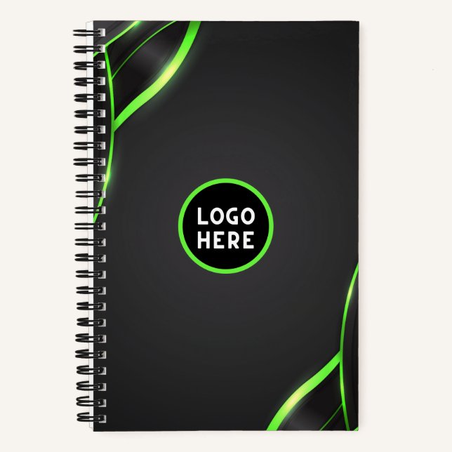 Carnet Conception de fluide abstrait noir et vert | Ajout (Recto)