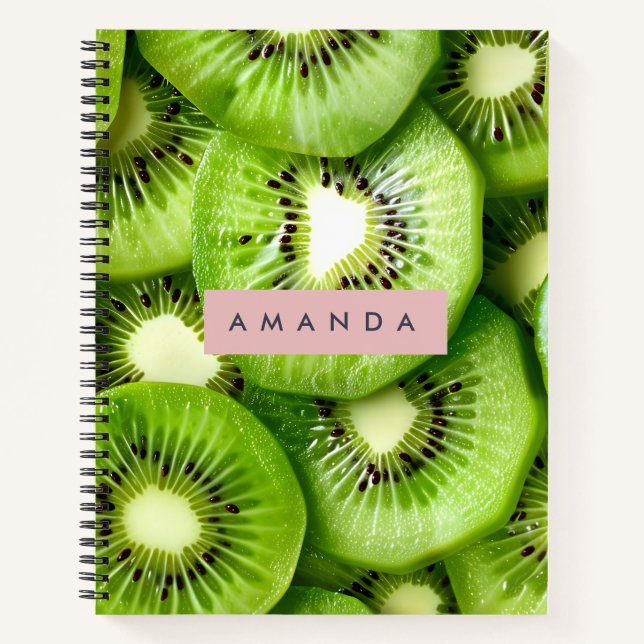 Carnet Conception de fruit de kiwi vibrant personnalisé (Devant)