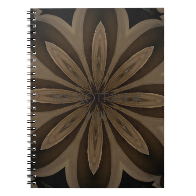 Carnet Conception de kaléidoscope à fleurs Brown rustique (Devant)