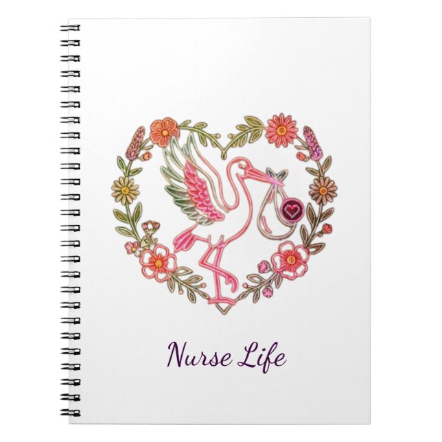 Carnet Conception de la vie d'infirmière oiseau floral (Devant)