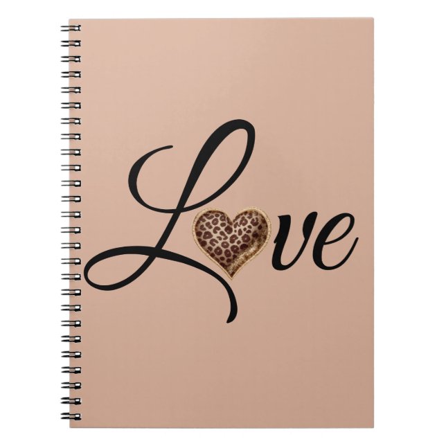 Carnet Conception de l'amour du cœur léopard Glam (Devant)