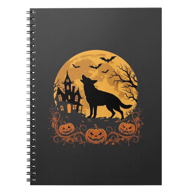 Carnet Conception de lune de Halloween de berger allemand (Devant)