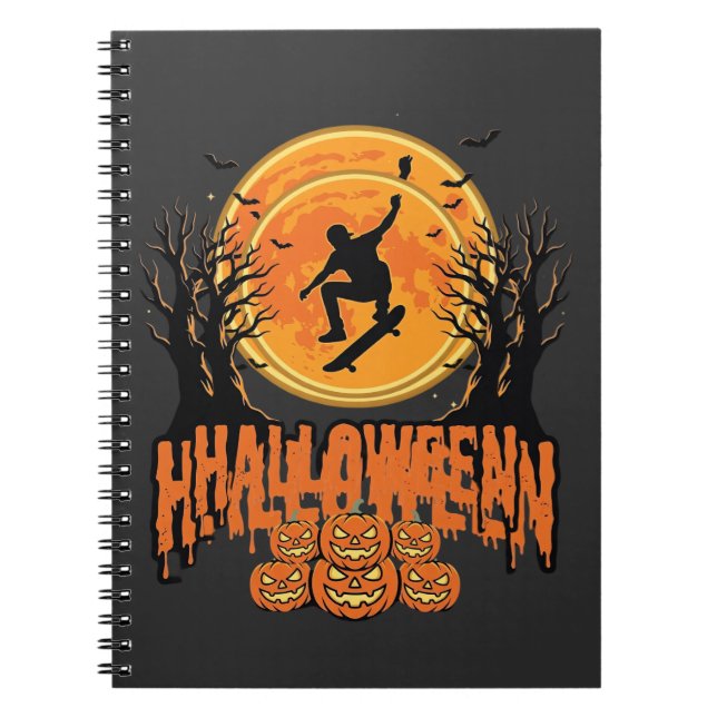 Carnet Conception de Lune de Skateboard Halloween Hallowe (Devant)
