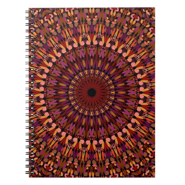 Carnet Conception de mandala marron floral (Devant)