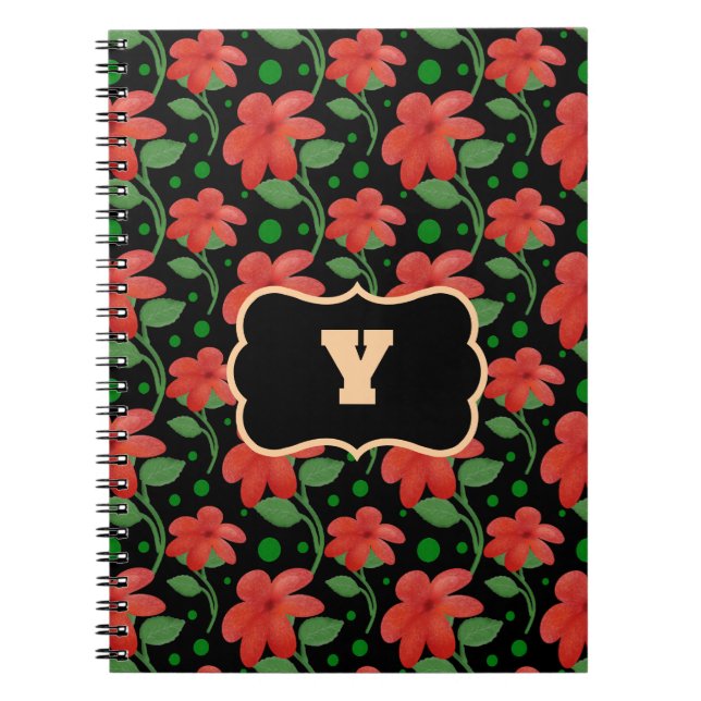 Carnet Conception de monogramme floral personnalisé | Fle (Devant)