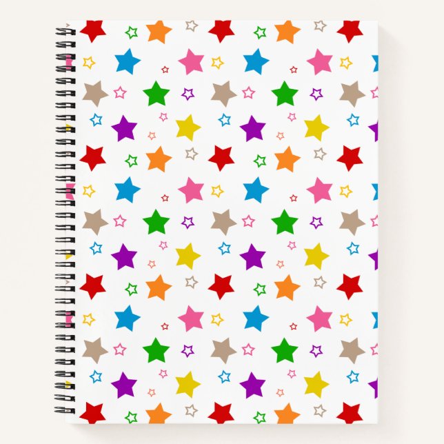 Carnet Conception de motif d'étoiles colorées blanc  (Devant)