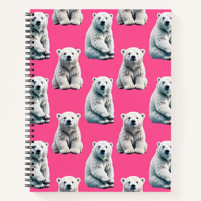 Carnet Conception de motif d'ours polaire rose  (Devant)