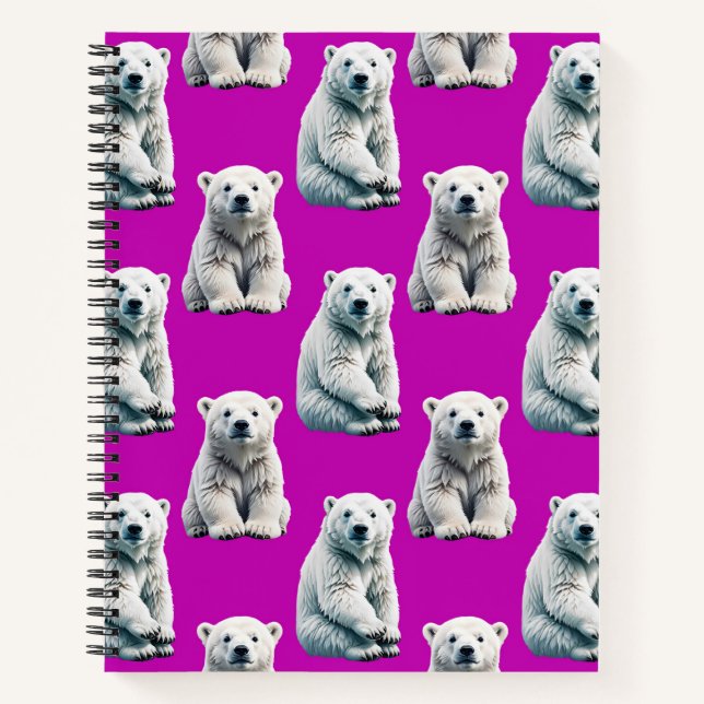 Carnet Conception de motif d'ours polaire violet  (Devant)