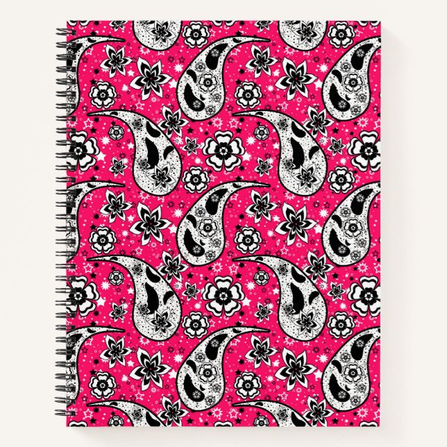 Carnet Conception de motif paisley floral rose  (Devant)