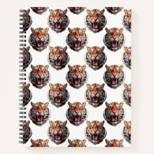 Carnet Conception de motif tête de tigre - Blanc  