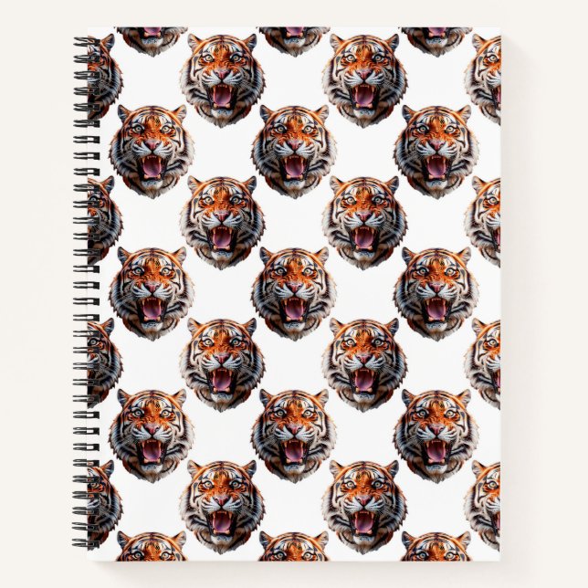 Carnet Conception de motif tête de tigre - Blanc   (Devant)