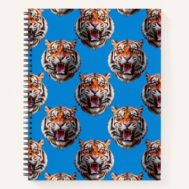 Carnet Conception de motif tête de tigre bleu  (Devant)