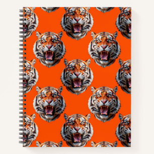 Carnet Conception de motif tête de tigre orange