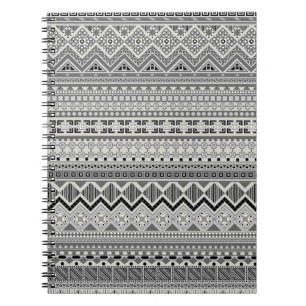 Carnet Conception de motifs aztèques gris blanc