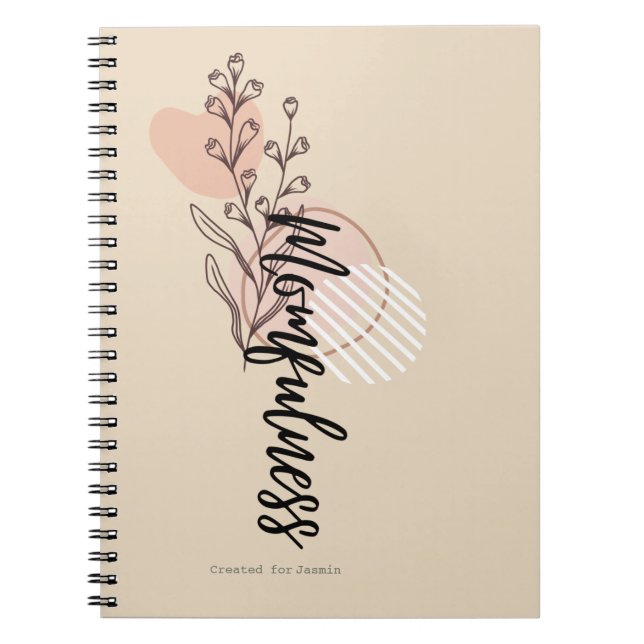 Carnet Conception de nom floral boho Momfulness en script (Devant)