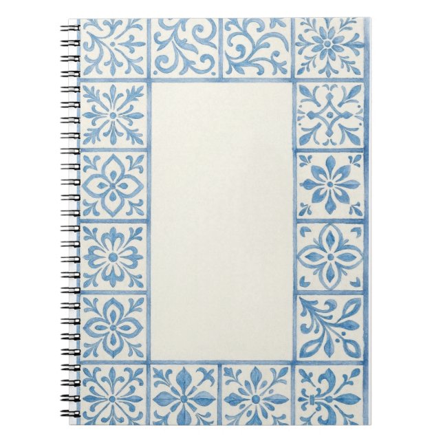 Carnet conception de papeterie bleue de carreau d'Azulejo (Devant)