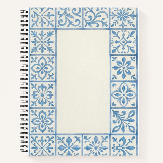 Carnet conception de papeterie bleue de carreau d'Azulejo (Devant)