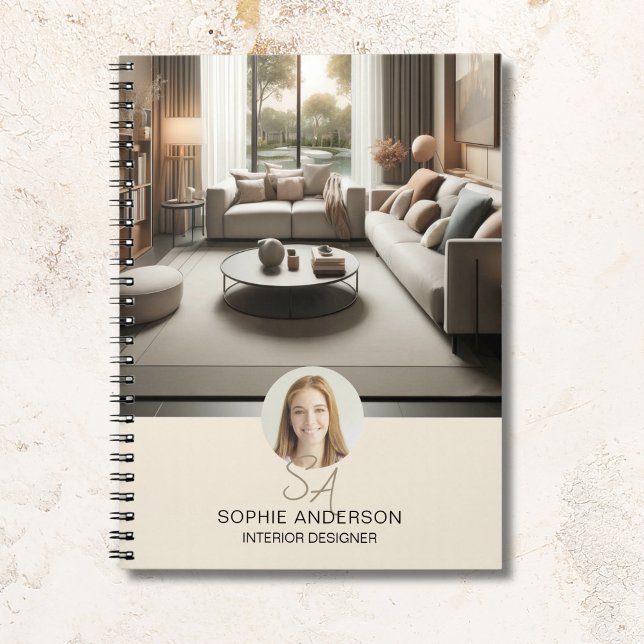 Carnet Conception de photo de monogramme personnalisé pro (Custom Monogram Photo Interior Design Professional Notebook)